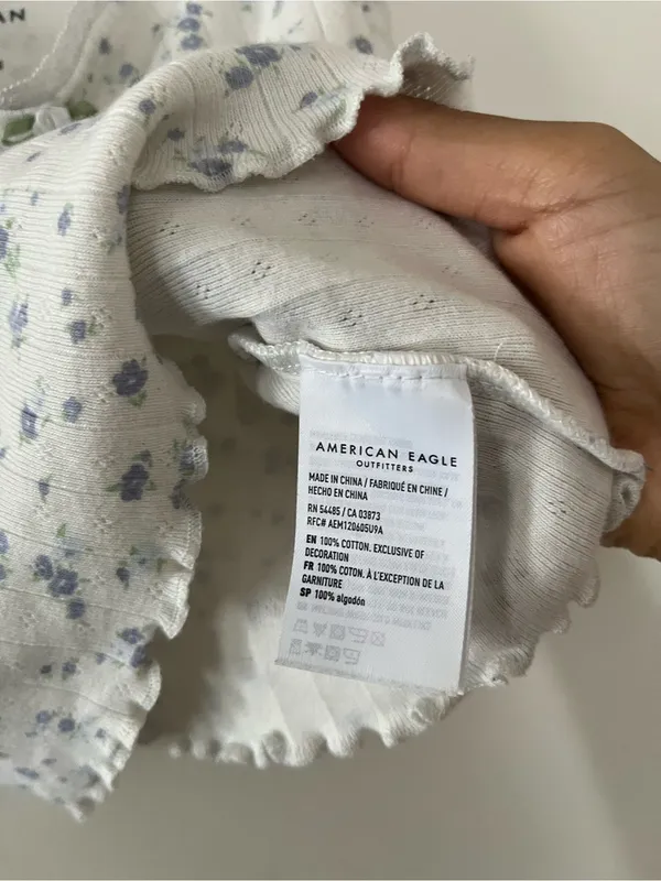 Aerie White Blue Ditsy Floral Cami Tank XS 100% Cotton Cottagecore Coquette - Image 5