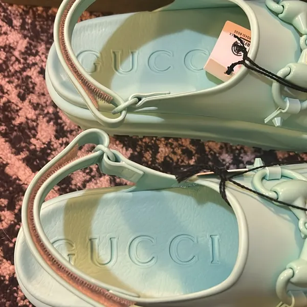 Gucci Horsebit Flatform Sandal Teal Cyan - Image 6