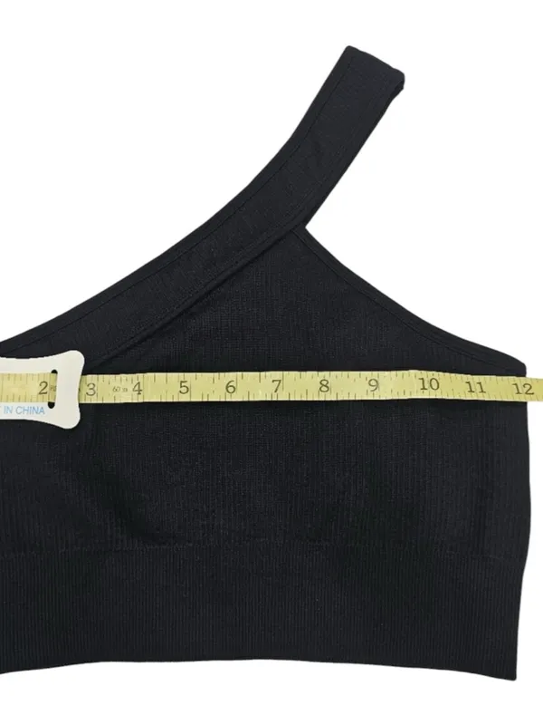 One-Shoulder Ribbed Black Crop Top or Activewear Bra - Image 5