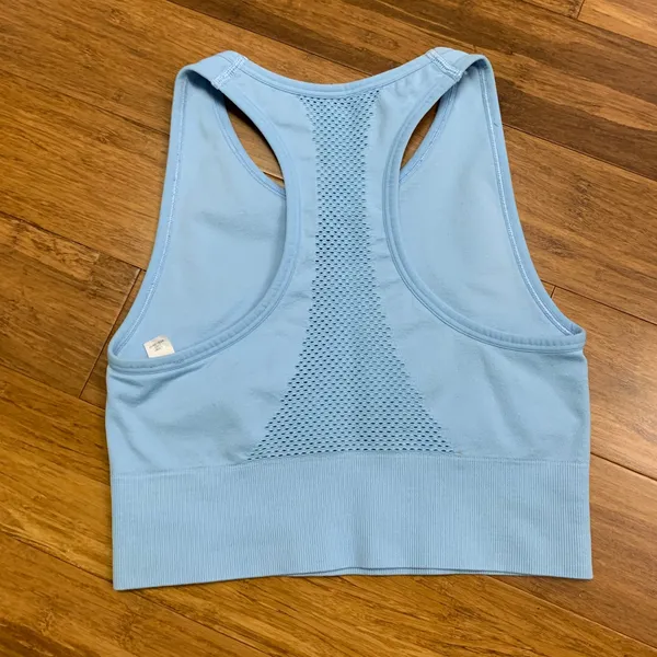Tek Gear Essential‎ Racerback Sports Bra Womens XS Blue Seamless Activewear Top - Image 2