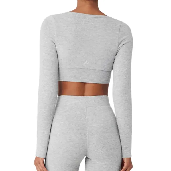 alo Alolux Cropped Me Time Cardigan *Athletic Heather Grey - Image 7