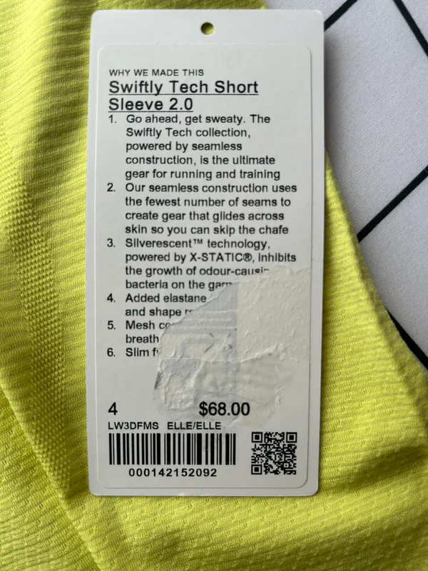 Lululemon Swiftly Tech, Electric Yellow. - Image 2