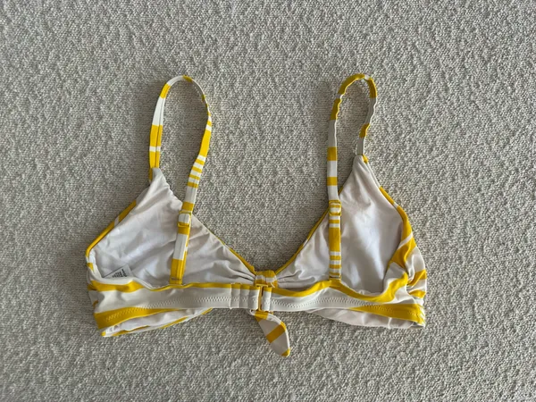 Aerie Yellow & White Striped Bikini Top - Image 2