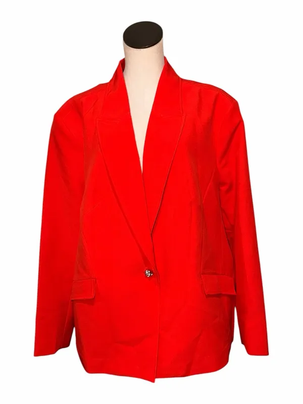 NWT $158 Express Bright Red Orange Size 3X Plus Single Button Hourglass Blazer - Image 2