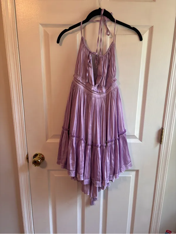 RESET by Jane Miranda Purple Ruffle Halter Mini Dress Small - Image 2