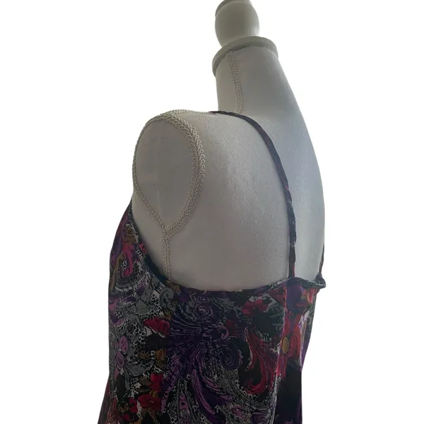 VTG California‎ Dynasty Womens Boho Whimsigoth Cami Tank M Purple Floral Paisley - Image 4
