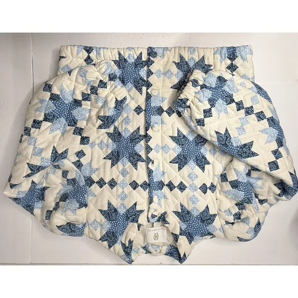 House Of Harlow 1960 Quilted Puffer Jacket Women L Cream Blue Retro Cottagecore - Image 9
