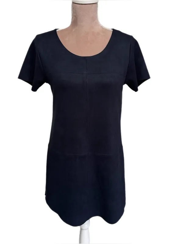 Mackenzie & Me Navy Faux Suede Short Sleeve Dress Womens Size Medium Made in USA - Image 4