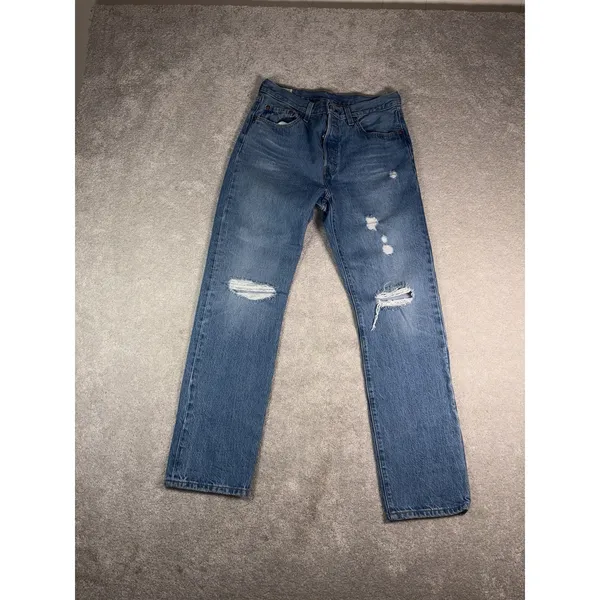 Levi's Women's Premium Denim 501 Jeans 28x30 Distressed Button Fly - Image 2