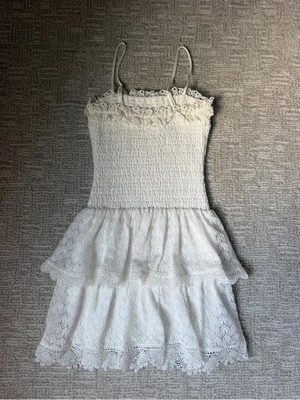 COCOLILLYS White Strapless Ruffled Mini Dress - Image 4