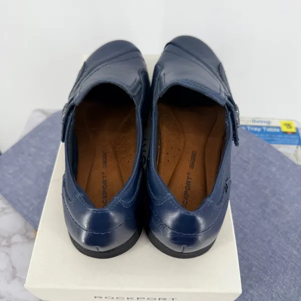 Rockport Daisey Slipon Womens 7N Navy Blue Leather Perforated Loafers CH4056‎ - Image 9