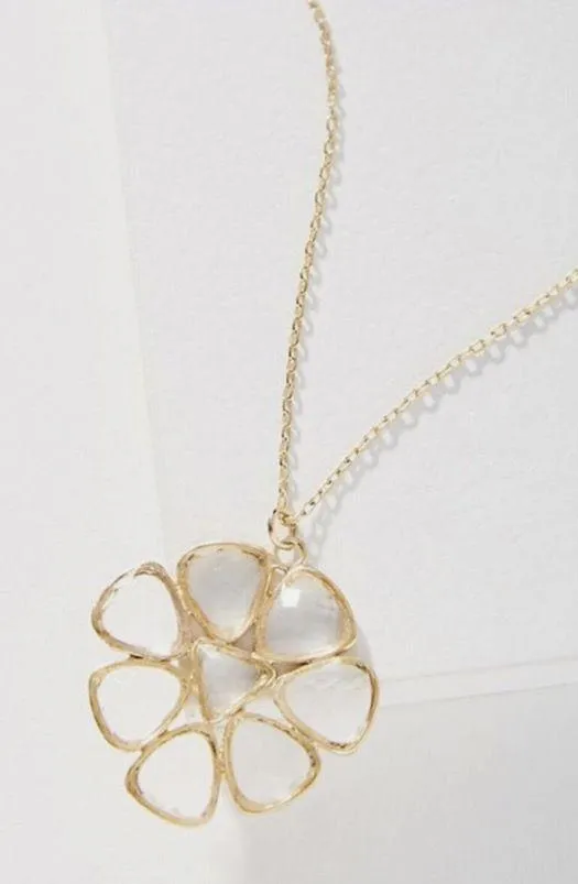 Anthropologie Blooming Mosaic Flower Pendant Necklace - Image 3