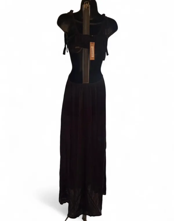 Nasty Gal black maxi dress with cut out detail and tie up straps. Size: S #goth #party #eveningwear - Image 2