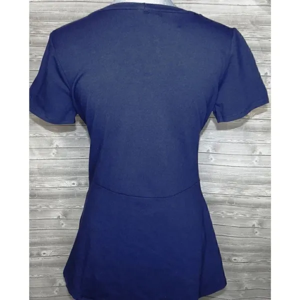 Agnes & Dora Short Sleeve Side Seam Sash Knit Top Navy Blue ~ Size L 12-14 - Image 3