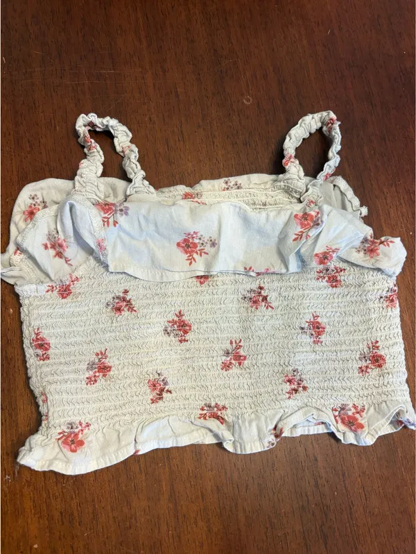 Wonder Nation Girls’ White Flowers Ruffled Tank Top - Image 3