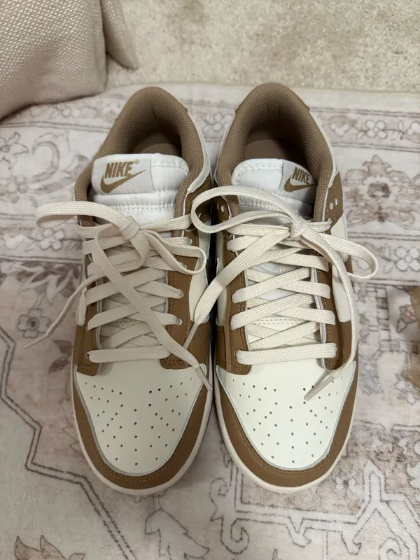 Nike Women’s Dunk Low Sneakers Tan White - Image 4