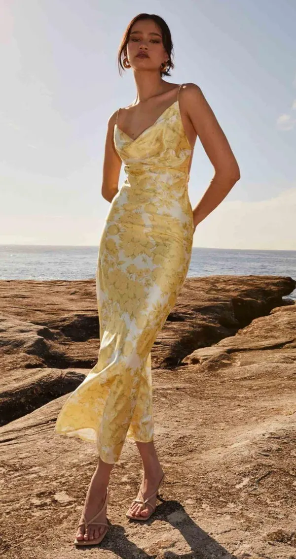 Peppermayo Coastal Escape Satin Maxi Dress - Daffodil - Image 2