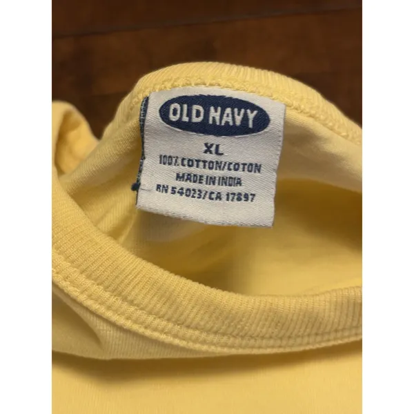 Old Navy Yellow Stripe Graphic T Shirt Mens XL Short Sleeve Cotton Casual Retro - Image 3