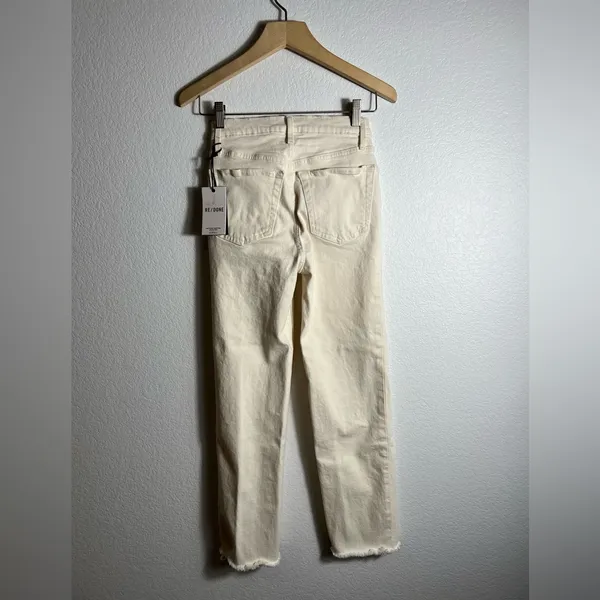 Re/Done Women's Straight Leg Jeans in Cream - Image 3