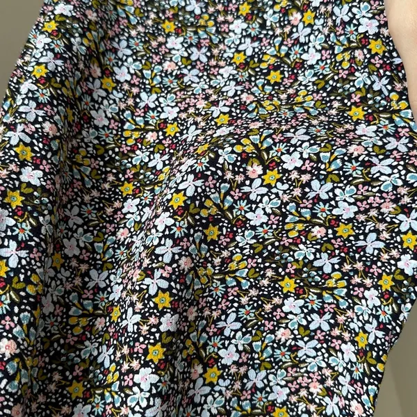 LOFT Paperbag Waist Cropped Flowy Floral Print Pants, Black/Multi, Size Large - Image 10