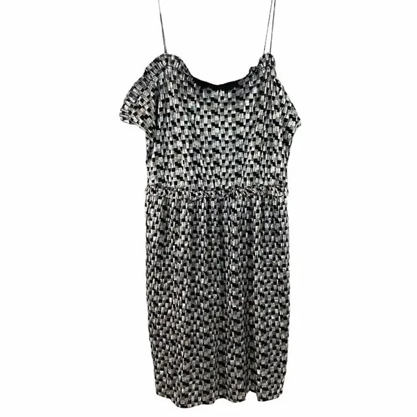 Zara Metallic silver black Cocktail mini Dress - Image 4