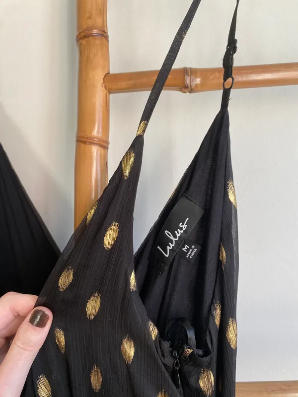 Lulus Black and Gold Maxi Dress M - Image 4