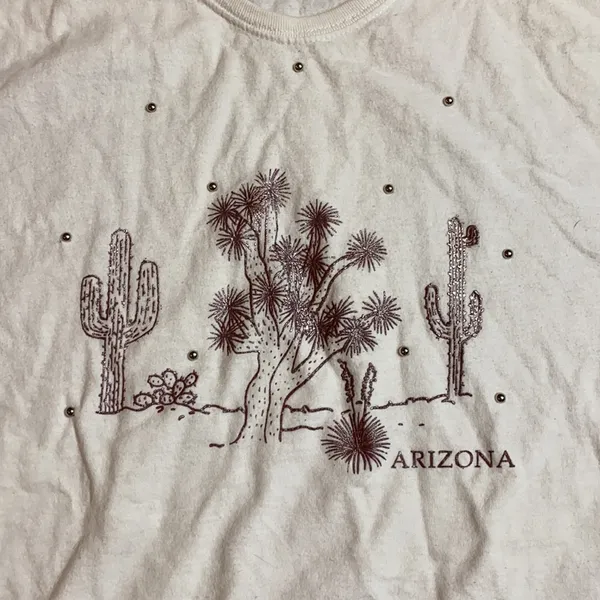 Vintage White Arizona Studded Tourist Cactus Tee - Image 2