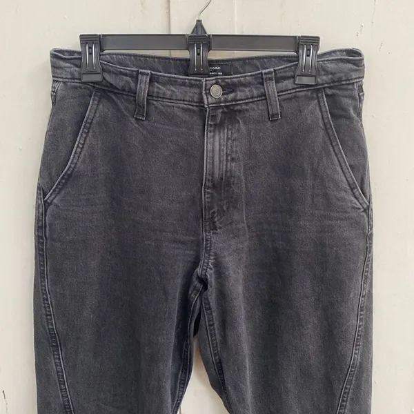 Banana Republic High Rise Barrel Leg Jeans Size 28R Washed Black Cropped Cotton - Image 2