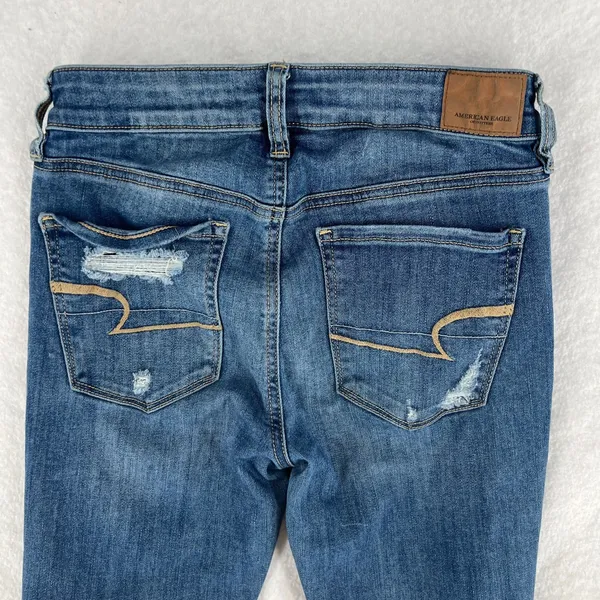 American Eagle Outfitters High Rise Jegging Jeans Womens 4 Blue Denim Distressed - Image 8