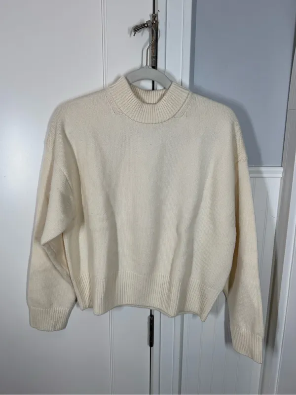Madewell SoftWool Boxy Crewneck Sweater size Small NT602 heather cloud - Image 2