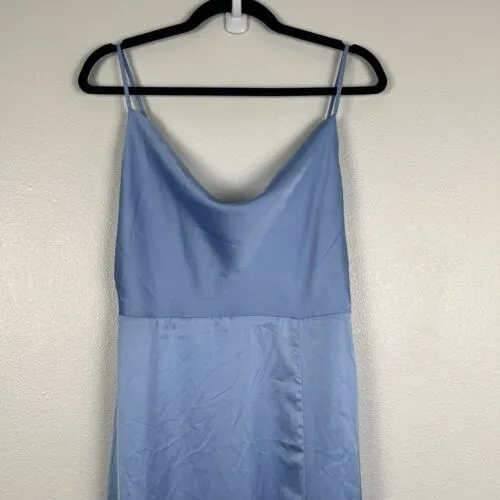 Lulus‎ Invitation Satin Cowl Neck Maxi Dress Blue Sz M NWT - Image 5