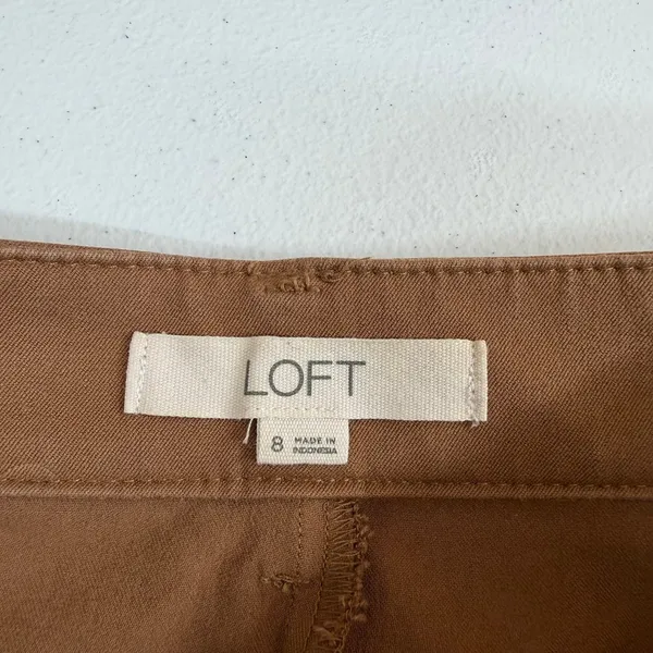 LOFT‎ brown high waisted pintucked 5 pocket cotton stretch bootcut jeans pants 8 - Image 6
