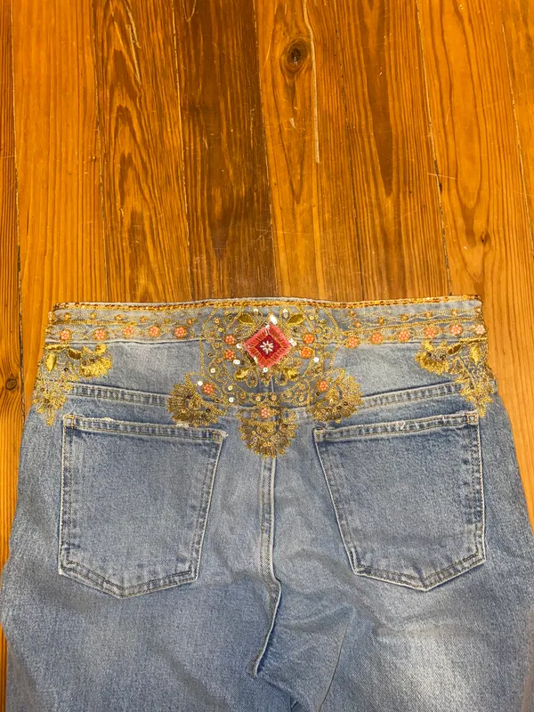 Free People Detail Beaded Jeans - Image 4