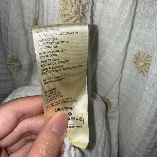 Free People NWT $168 Ivory Aldous Embroidered Button Front Raw Seaming Set S - Image 6