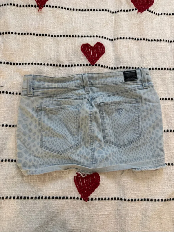 Guess Light Blue Animal Print Denim Mini Skirt - Image 2