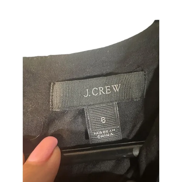J. Crew Black Embroidered Half Sleeves Tie Neck Shift Dress Women Sz 6 - Image 8