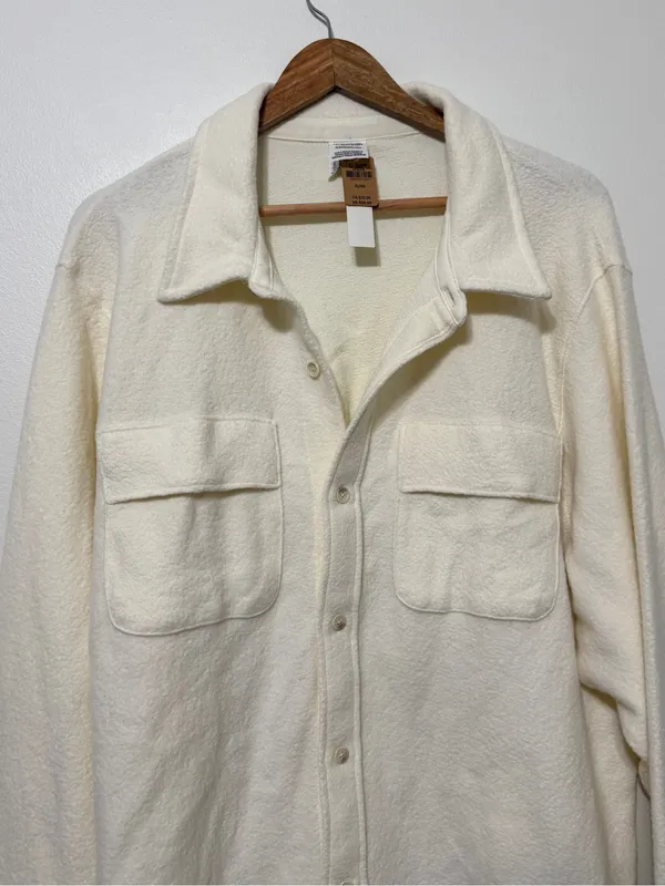 NWT PINK Victoria’s Secret Reverse Fleece Shacket Size XL Cream White NEW - Image 4