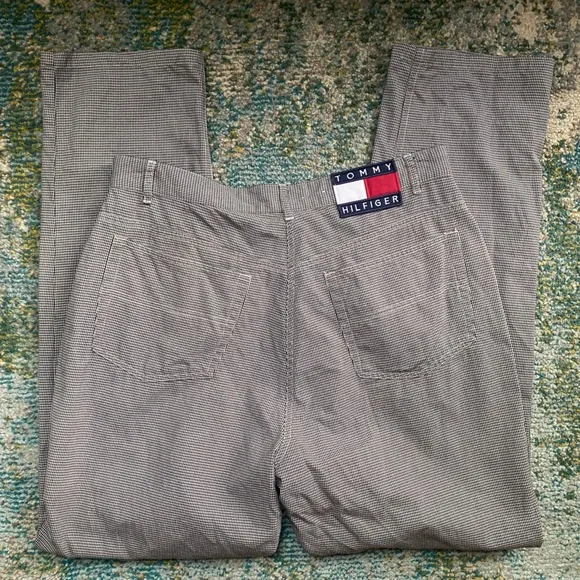 Tommy Hilfiger Vintage houndstooth relaxed cotton logo pants, size 14 - Image 2