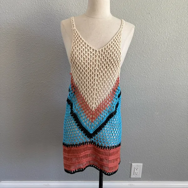 Deep‎ V Crochet Knit Dress Size Medium - Image 2