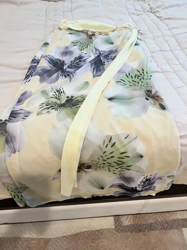 Light Yellow Halter Swim Top with Floral Sarong - Image 6