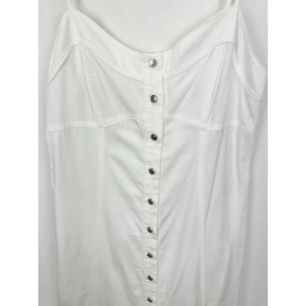 Free People Just Jill Maxi Denim Dress White A Line Sleeveless Pockets Medium - Image 7