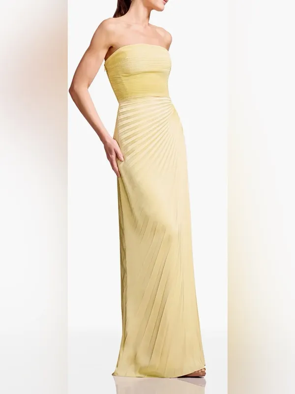 NEW Dress The Population Kinley Accordion Pleat Strapless Evening Gown Sz XXL - Image 3