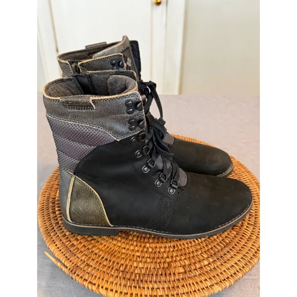 Columbia‎ Womens Lace Up Side Zip Combat Boots Black Grey Mixed Media Size 9.5 - Image 2