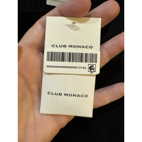 Club Monaco black ribbed V-neck button-down Cardigan Size Small Wool Cotton - Image 5