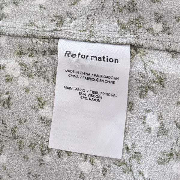 Reformation Ember Button Front Skirt Size 10 Green Floral - Image 5