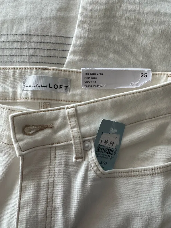 Loft White Jeans Petite High-Waisted Flare Crop Curvy - Image 4
