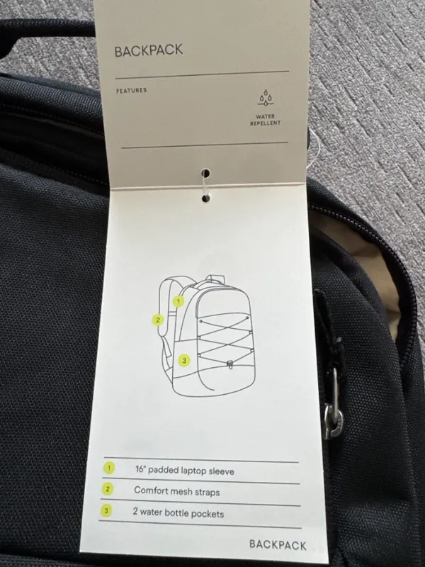 Target Black Laptop Backpack 16" Water-Repellent Travel School Work Backpack NWT - Image 3
