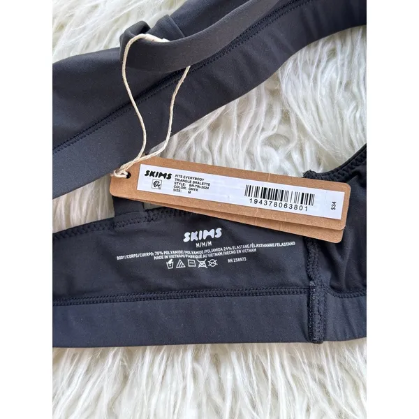 Skims Fits Everybody Triangle Bralette Onyx Size Medium - Image 6