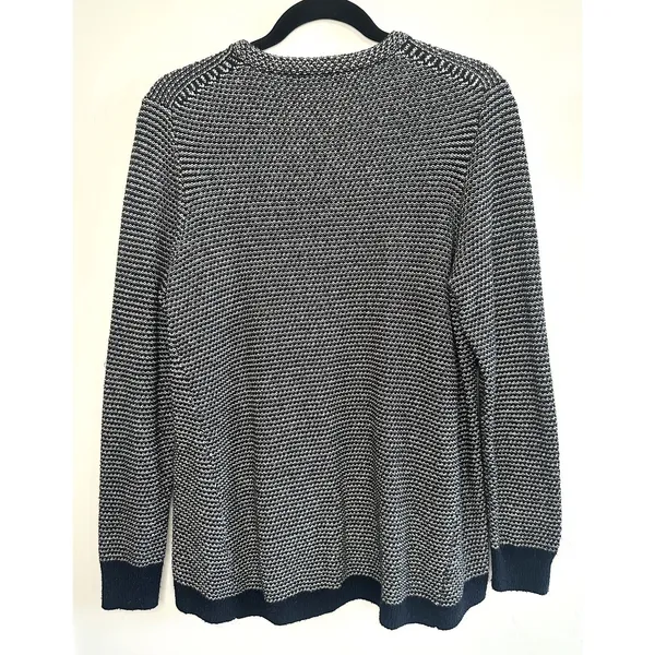 Madewell Size L Women's Pullover Striped Black‎ White Textured Knit Long Sleeve - Image 2