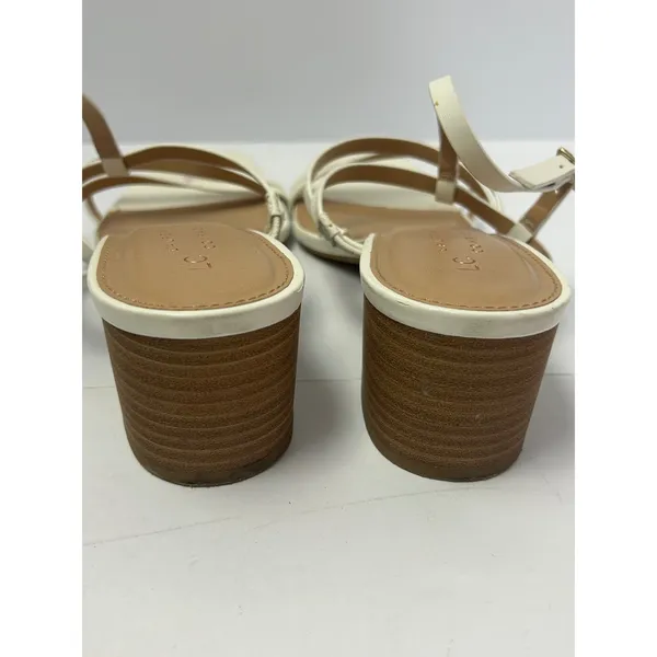 LC Lauren‎ Conrad Womens White Strappy Block Heel Sandals Square Toe Size 9 - Image 7